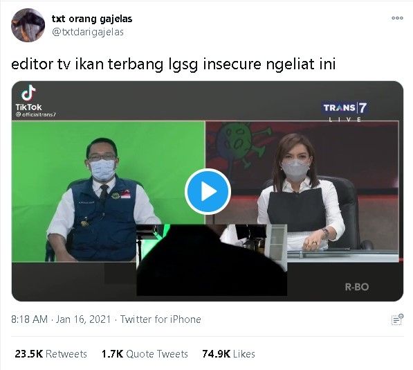 Tangkapan layar cuplikan video trik kocak Ridwan Kamil di Mata Najwa - (Twitter/@txtdarigajelas)