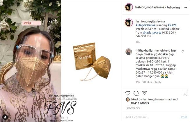 Nagita Slavina habis belasan juta untuk beli masker selama pandemi? (Instagram/@fashion_nagitaslavina)