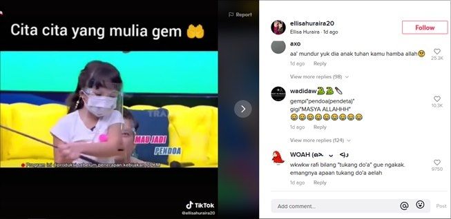 Cita-cita Gempi ingin jadi pendoa, reaksi Nagita Slavina dan Raffi Ahmad disorot. (TikTok/@ellisahuraira20)