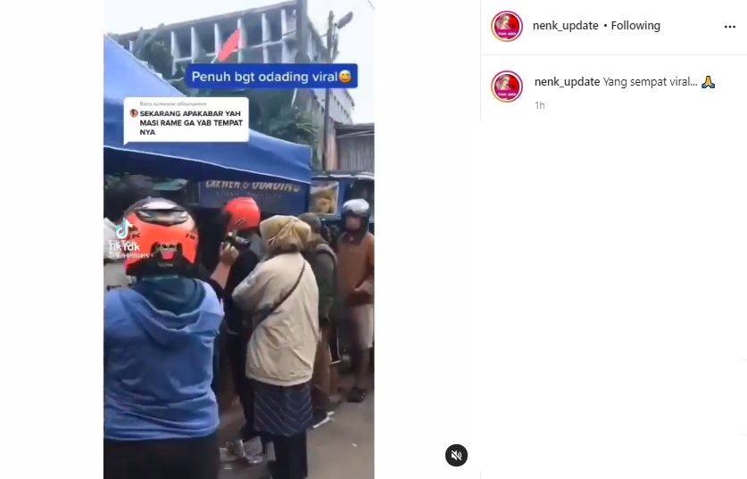 Video kondisi terkini warung Odading Mang Oleh. (Instagram/nenk_update)