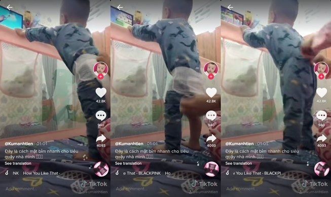 Viral trik mudah pakaikan popok ke anak tanpa lepas celana. (TikTok/@kumanhtien)