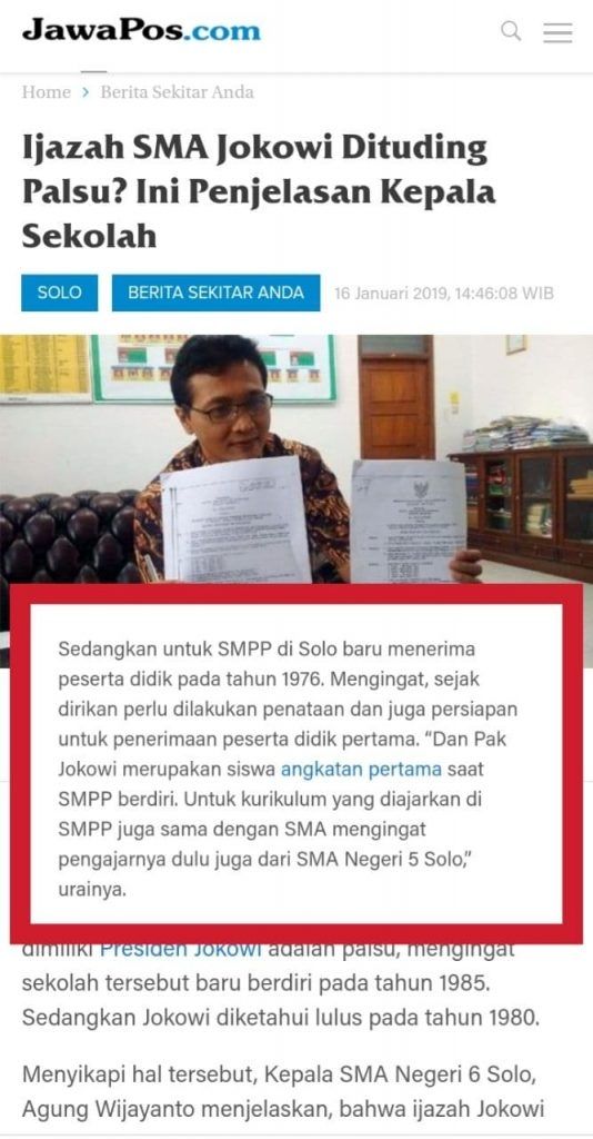 Fakta ijazah SMA Jokowi palsu (Turnbackhoax.id)