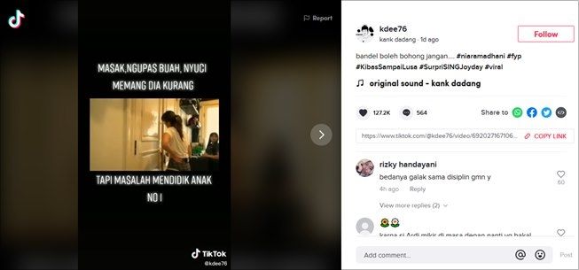 Cara tegas Nia Ramadhani didik anak jadi bahasan warganet. (TikTok/@kdee76)