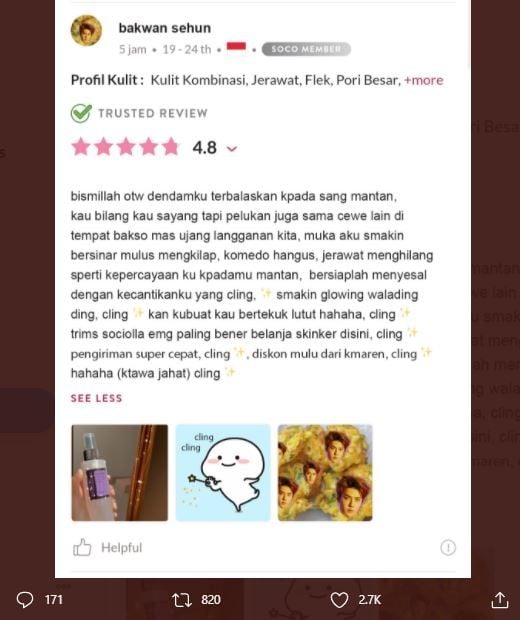 Review Skincare untuk Balas Dendam ke Mantan (twitter.com/txtdarionlshop)