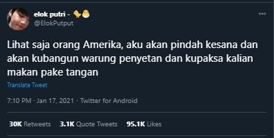 Gegara Aksi Bule Ini, Viral Cuitan Publik Ingin ke Amerika Jualan Makanan. (Twitter/@elokputput)