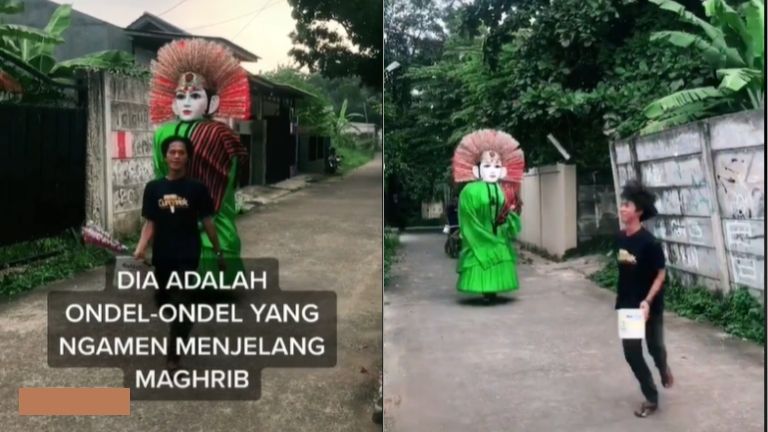 Video viral Ondel-Ondel nyasar mentok sampai kuburan (TikTok.com/Terdalam_).