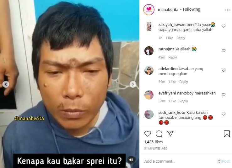 Video pengakuan pria bakar rumah sendiri. (Instagram/manaberita)