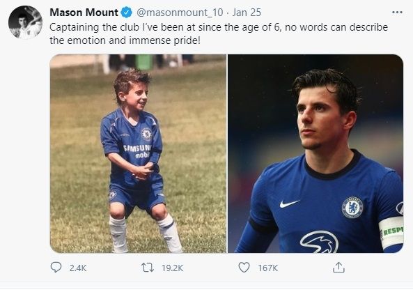 Mason Mount unggah foto masa kecilnya. (Twitter/@masonmount_10)