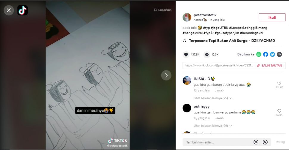 Ngecek gambar adik, warganet ini syok pas lihat bentuknya (TikTok/potatoestetik).