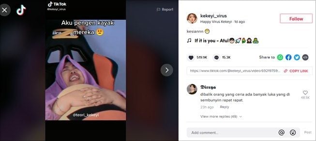 Menyayat hati, curhatan sedih Kekeyi dijauhi teman saat sekolah viral lagi. (TikTok/@kekeyi_virus)