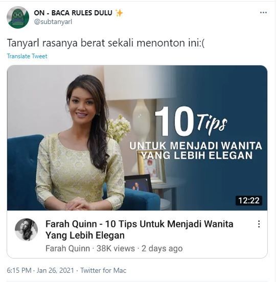 Tips Menjadi Wanita Elegan ala Farah Quinn (twitter.com/subtanyarl)