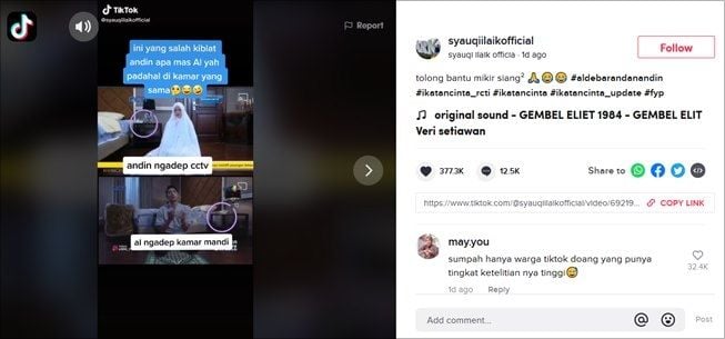 Warganet temukan kejanggalan arah kiblat di sinetron Ikatan Cinta. (TikTok/@syauqiilaikofficial)