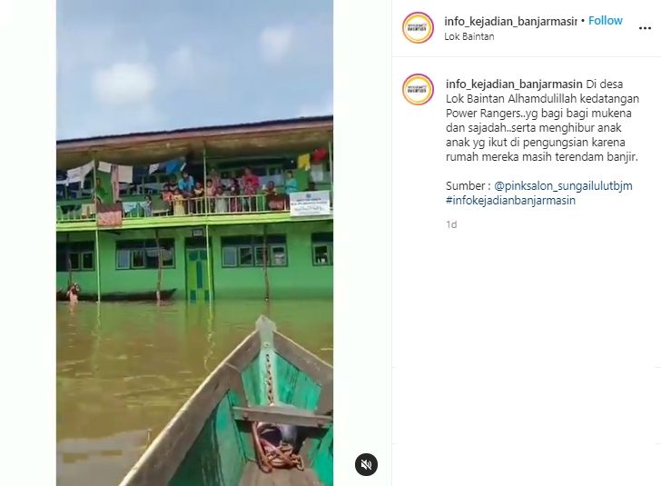 Video Power Rangers kunjungi korban banjir. (Instagram/info_kejadian_banjarmasin)