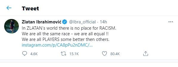 Cuitan Zlatan Ibrahimovic usai dituduh melakukan rasis pada Romelu Lukaku.