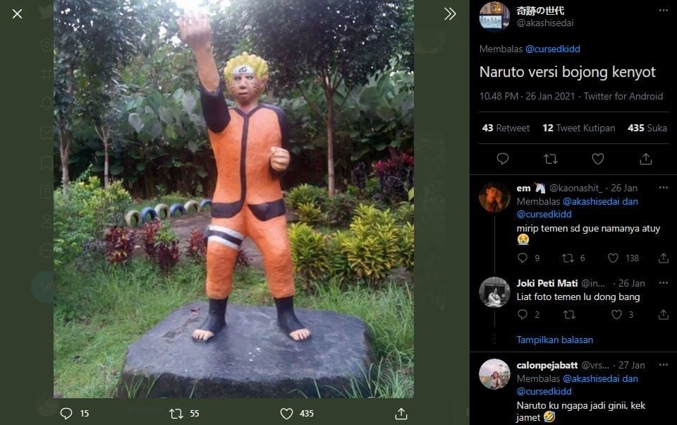 Patung naruto. (Twitter)