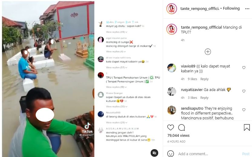 Video warga mancing di tempat tak terduga. (Instagram/tante_rempong_offficial)