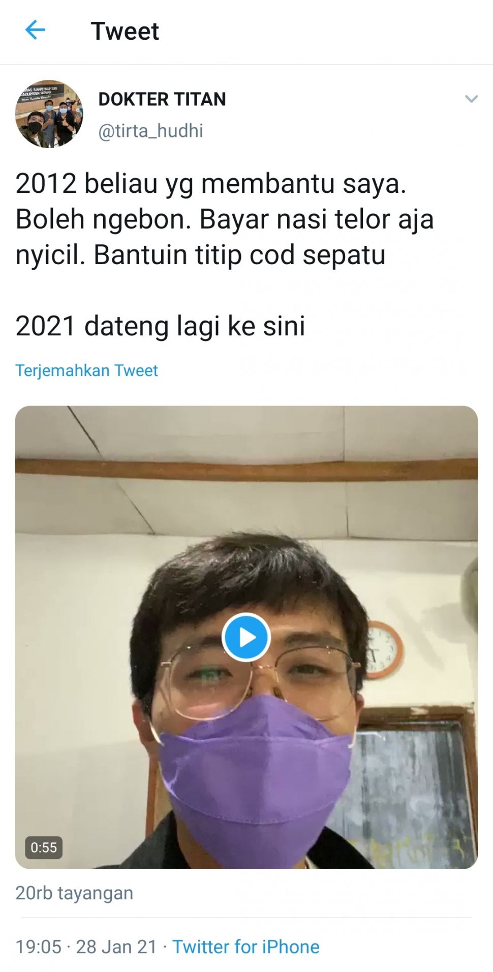 Dokter Tirta Kunjungi warung makan langganan (Twitter @trita_hudhi)