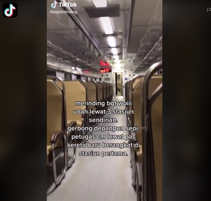 Viral penumpang wanita sendirian di kereta selama perjalanan (tiktok)