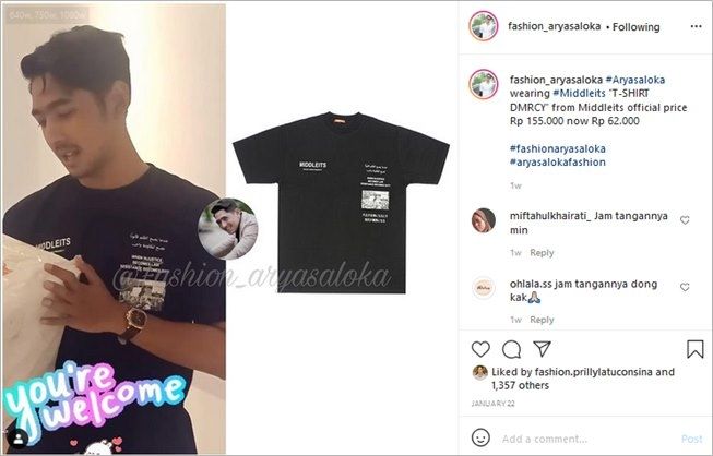 Koleksi baju Arya Saloka yang harganya di bawah Rp200 ribu. (Instagram/@fashion_aryasaloka)