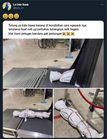 Cara packing barang ini membuat bergidik. [La Ode Basir / Twitter]