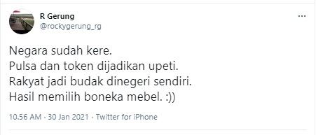 Komentar Rocky Gerung soal pajak pulsa naik (Twitter/rockygerung_rg)