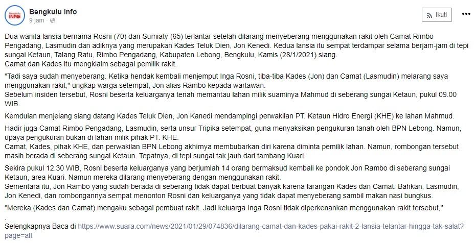 Viral diduga telantarkan lansia, camat dan kades jadi bulan-bulanan warganet (fb)