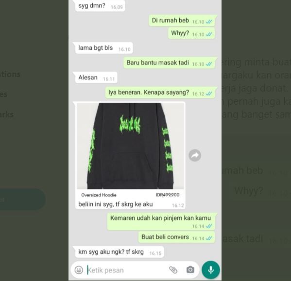 Curhat Perempuan Dipaksa Beli Jaket Rp 500 ribu untuk Pacar (twitter.com/AREAJULID)