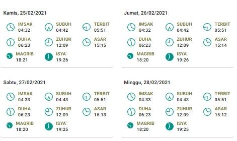 Jadwal Sholat Bogor Febuari 2021