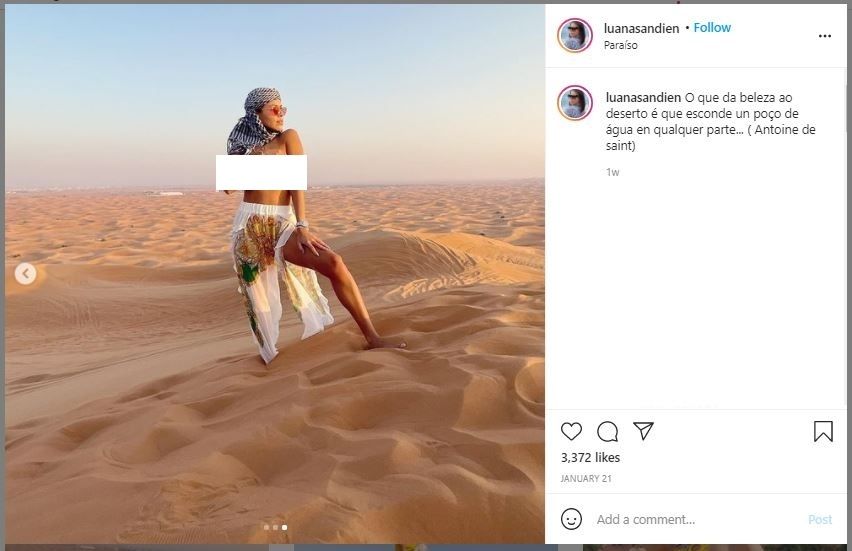 Model Luana Sandien Jadi Kontroversi karena Foto Topless di Dubai (instagram.com/luanasandien)