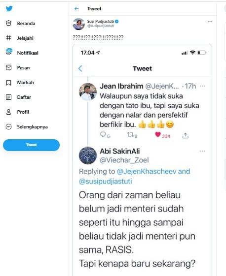 Mantan Menteri Kelautan dan Perikanan Susi Pudjiastuti dituding rasis sampai dituduh sebagai kadrun.