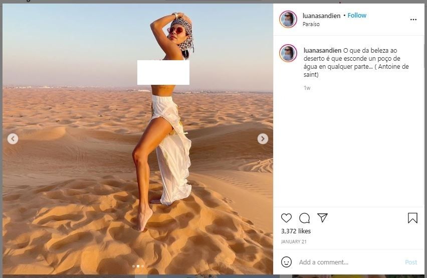 Model Luana Sandien Jadi Kontroversi karena Foto Topless di Dubai (instagram.com/luanasandien)