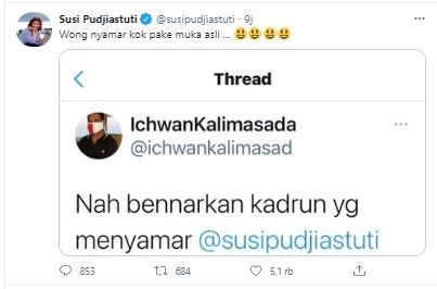 Mantan Menteri Kelautan dan Perikanan Susi Pudjiastuti dituding rasis sampai dituduh sebagai kadrun.