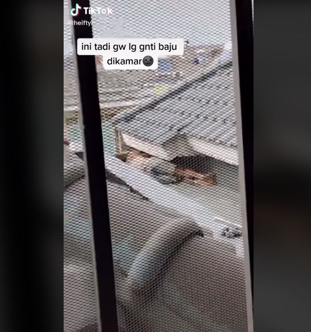 Video curhat gadis kaget lihat ke jendela usai ganti baju. (TikTok/heiftyl)
