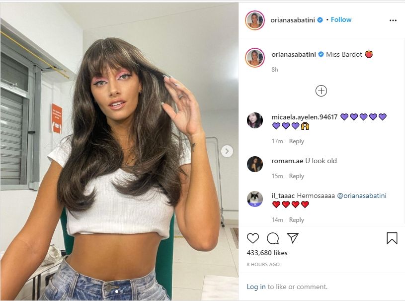 Pacar Paulo Dybala, Oriana Sabatini pamer perut rata. (Instagram/orianasabatini)