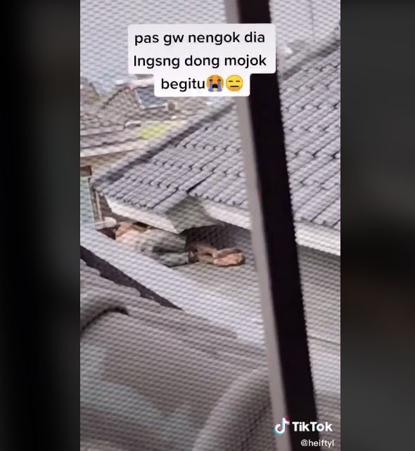 Video curhat gadis kaget lihat ke jendela usai ganti baju. (TikTok/heiftyl)