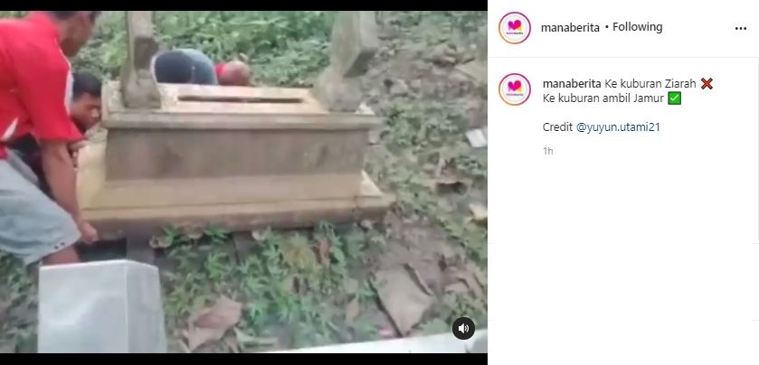 Video sejumlah pria berburu jamur di kuburan. (Instagram/manaberita)