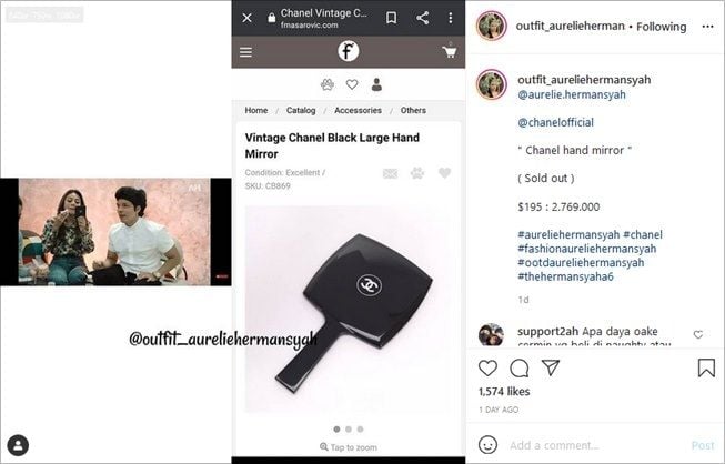 Detail cermin mungil Aurel Hermansyah yang seharga sembako. (Instagram/@outfit_aureliehermansyah)