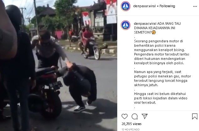 Razia knalpot brong berakhir ngenes. (Instagram/@denpasar.viral)