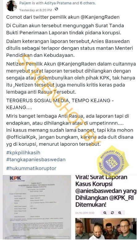 Fakta surat kasus korupsi Anies Baswedan ditemukan (Turnbackhoax.id)