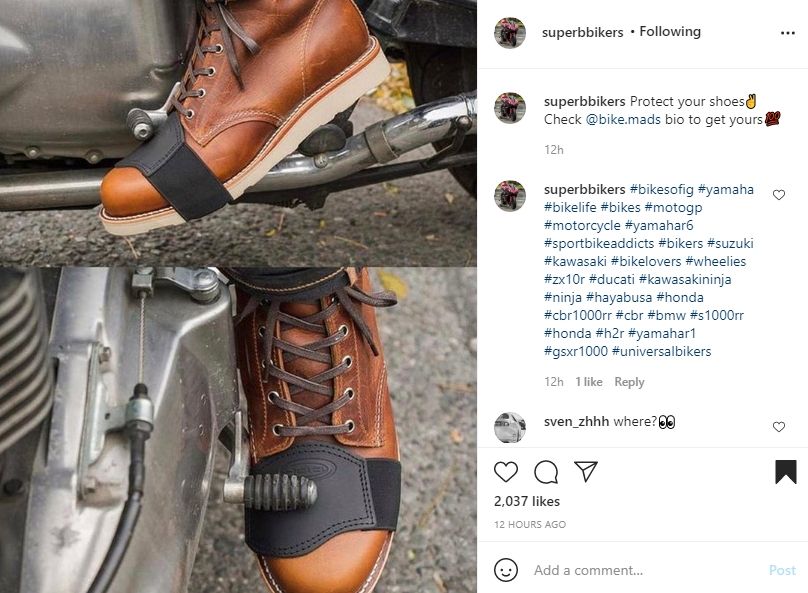 Pelindug sepatu untuk pengguna motor kopling. (Instagram)