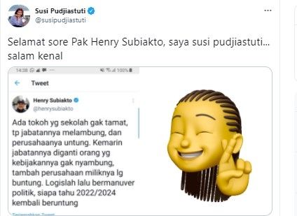 Setelah berpolemik dengan Abu Janda, kini Susi Pudjiastuti panas dengan Profesor UNAIR Hendry Subiakto. Hendry Subiakto sindir Susi Pudjiastuti lakukan manufer politik.