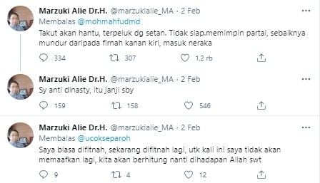 Marzuki ancam polisikan kader Demokrat yang fitnah (Twitter/marzukialie_ma)