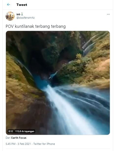 Video pemandangan disebut sudut pandang kuntilanak terbang (Twitter @doofensmrtz)