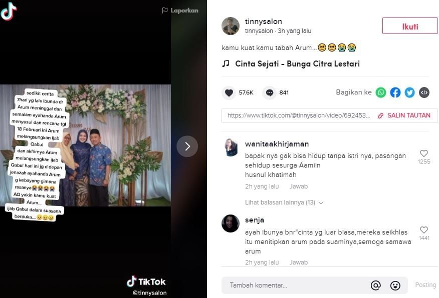 Kisah pilu gadis ditinggal kedua orangtuanya meninggal jelang pernikahan. (Tiktok/@tinnysalon)