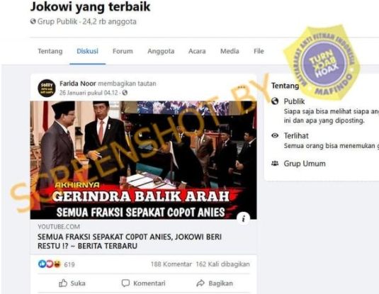Cek Fakta semua fraksi DPRD DKI Jakarta sepakat copot Anies Baswedan (Turnbackhoax.id).