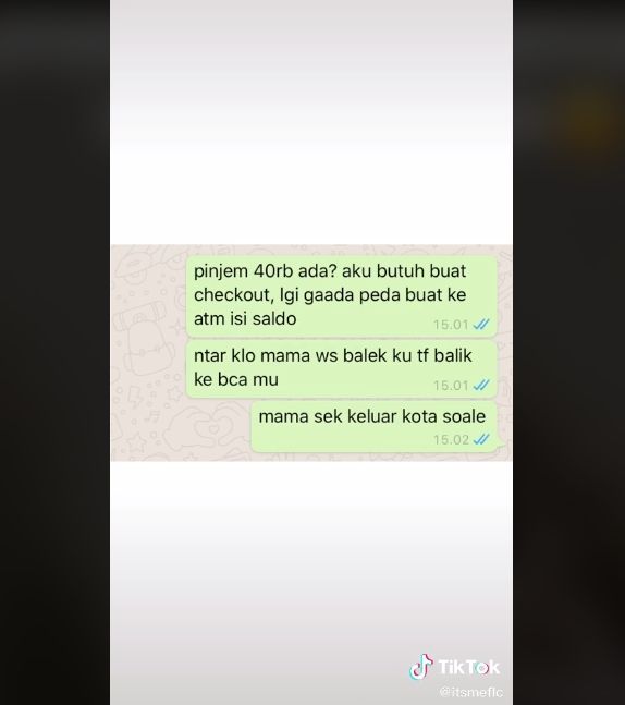 Video curhat gadis minta tolong pacar transfer uang. (TikTok/aloha)