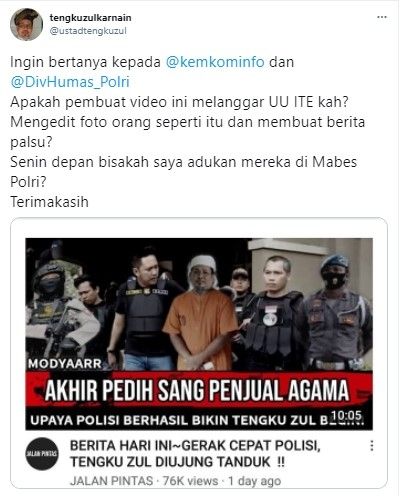 Foto Tengku Zul Ditangkap Polisi