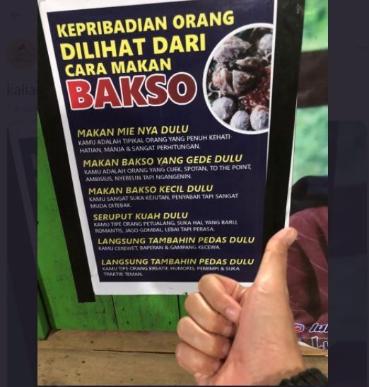 Tes Kepribadian Berdasarkan Cara Makan Bakso (twitter.com/FOODFESS2)