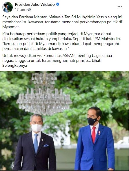 Unggahan Facebook akun Jokowi diserbu warganet Malaysia (Facebook).