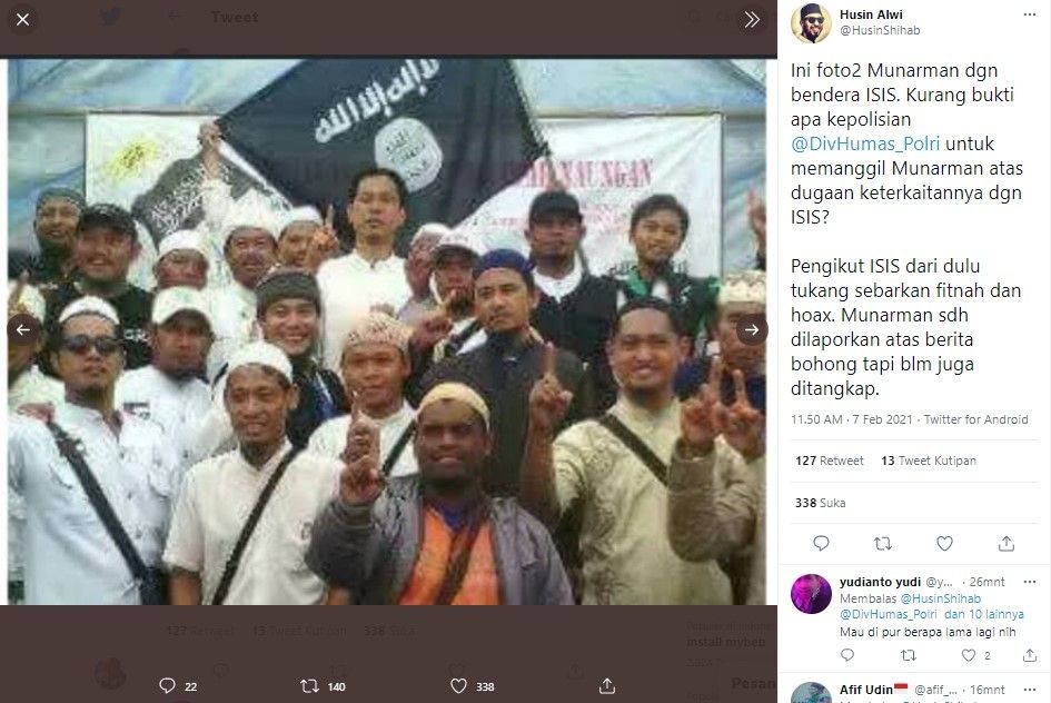 Husin Shihab Beberkan Foto Munarman dengan Bendera ISIS ...